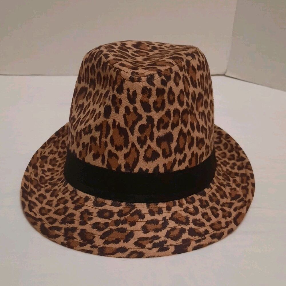 Miley Cyrus Max Azria Fedora Hat Leopard Animal Print Y2K Trilby